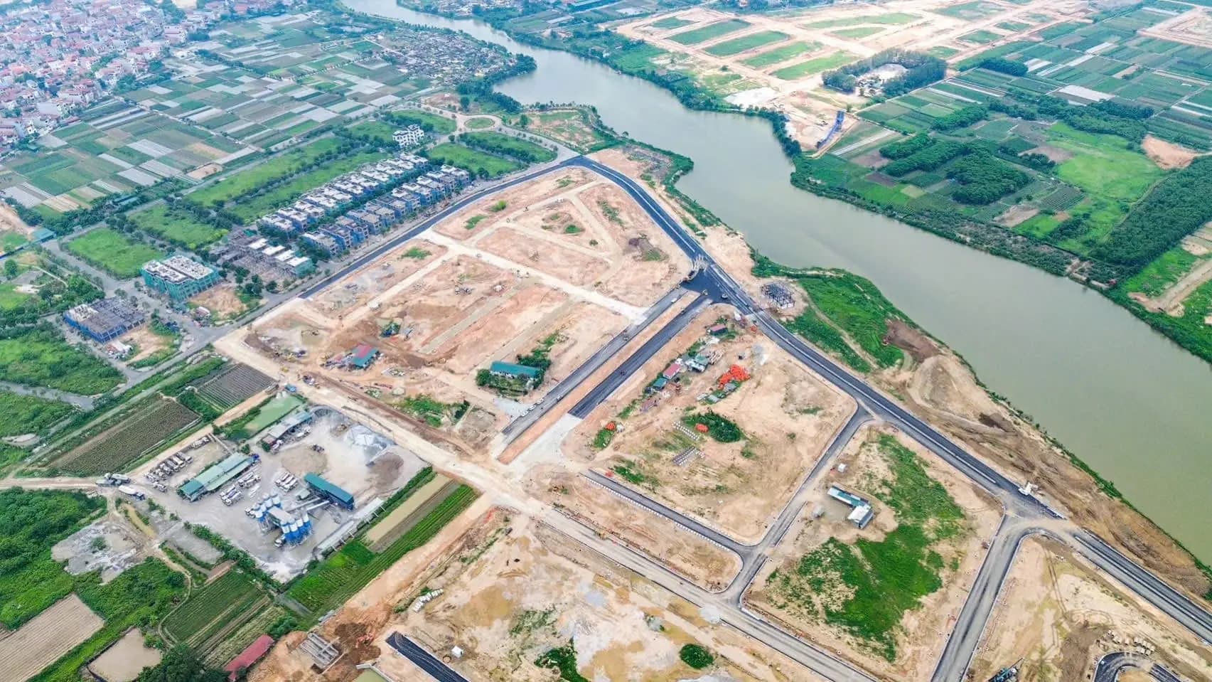 Tiến độ Pearl Rivera Mê Linh — ảnh flycam công trường thực tế 2