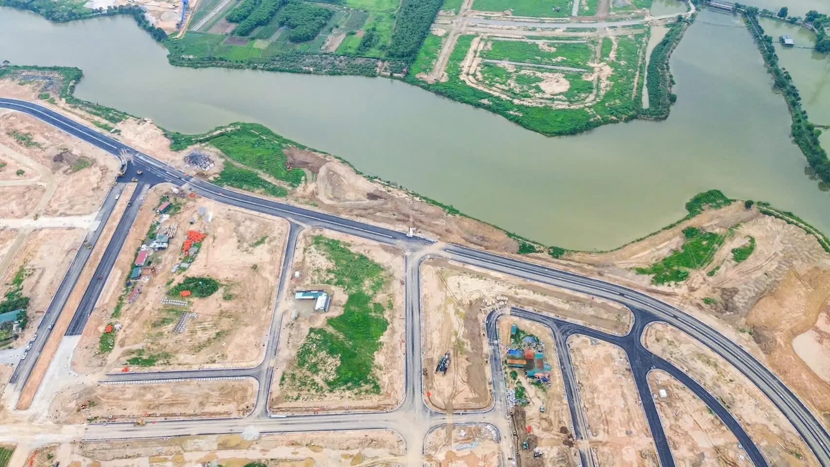 Tiến độ Pearl Rivera Mê Linh — ảnh flycam công trường thực tế 3