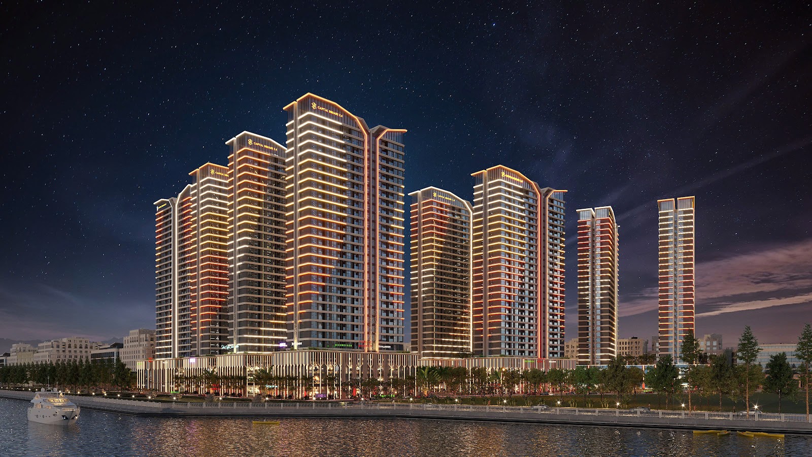 Phối cảnh toàn khu Capital Square về đêm