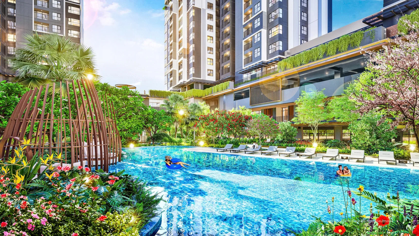 Hồ bơi resort ven thung lũng xanh