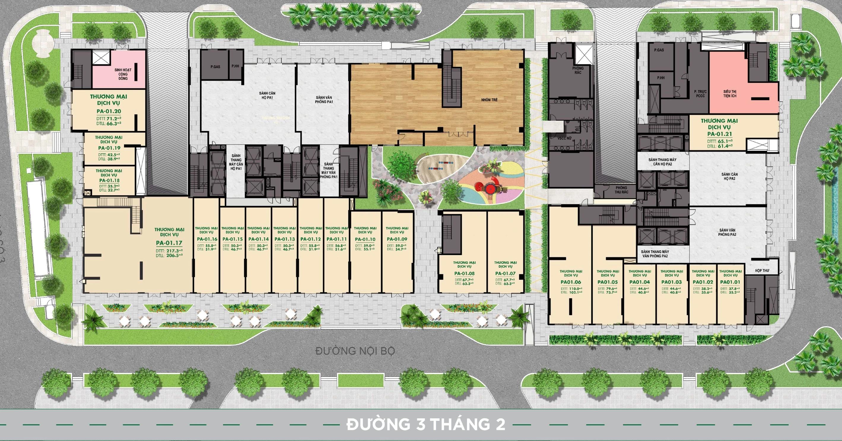 Mặt bằng tầng 1 · thương mại dịch vụ · brochure 2022