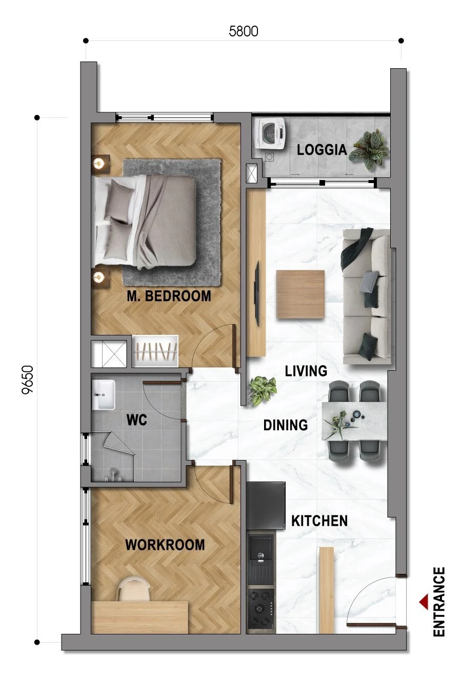 PA2-12 · 55,7 m² tim tường · 51,6 m² lọt lòng (brochure 2022)