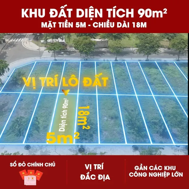 Đất nền 90m² sát 3 KCN lớn