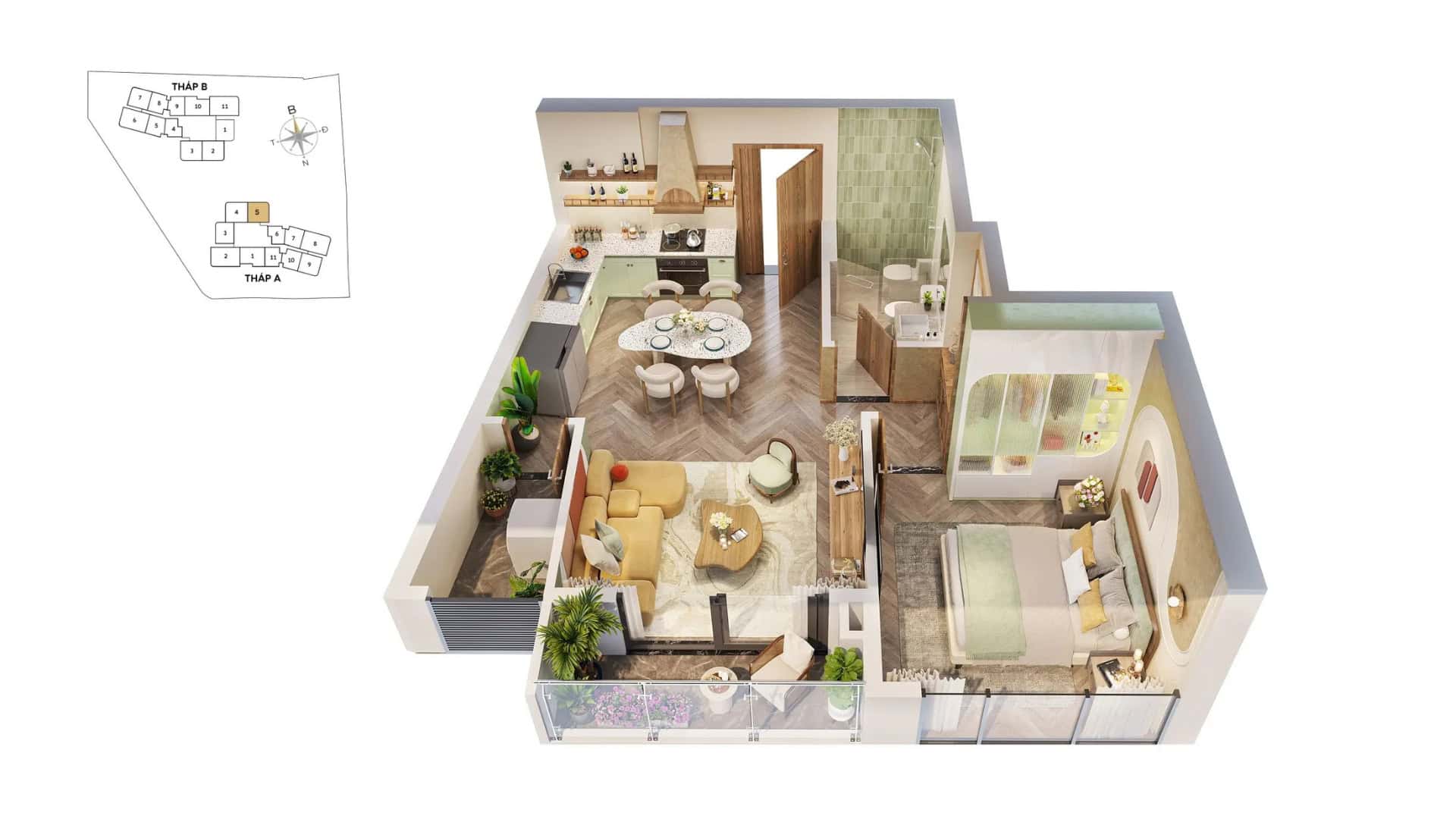 Thiết kế căn 1 phòng ngủ