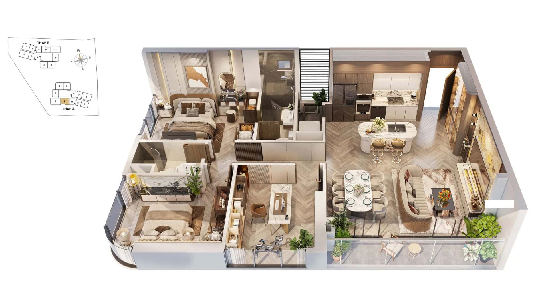 Thiết kế căn 3 phòng ngủ